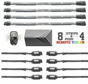 8 Compact Pods + 4 Flex Strips Remote Control LED Light Kit