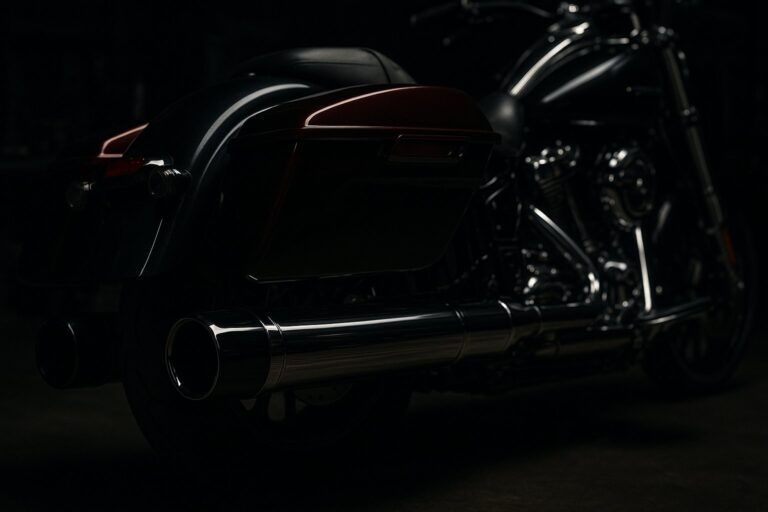 Chrome slip-on exhaust mufflers for a touring motorcycle