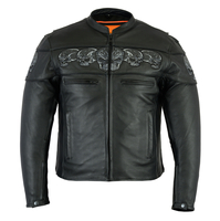 DS700 Men’s Leather Jacket w/ Reflective Skulls