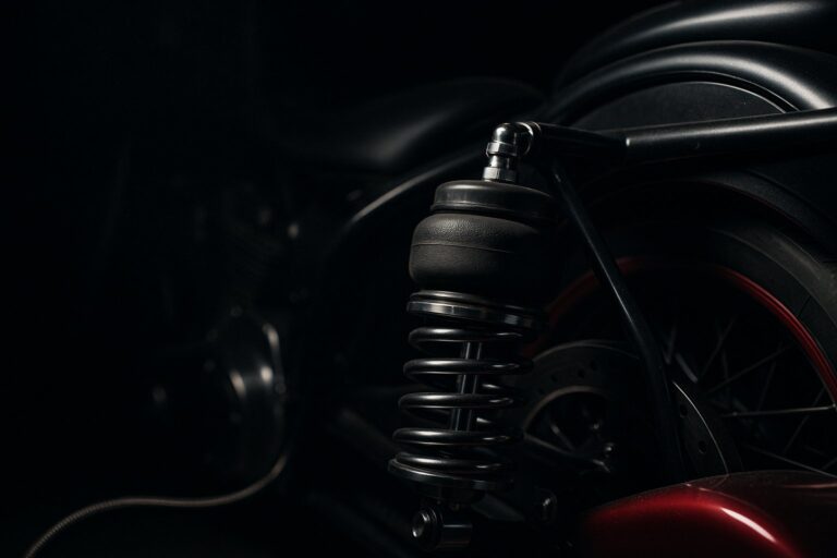 Air ride suspension components on a custom motorcycle