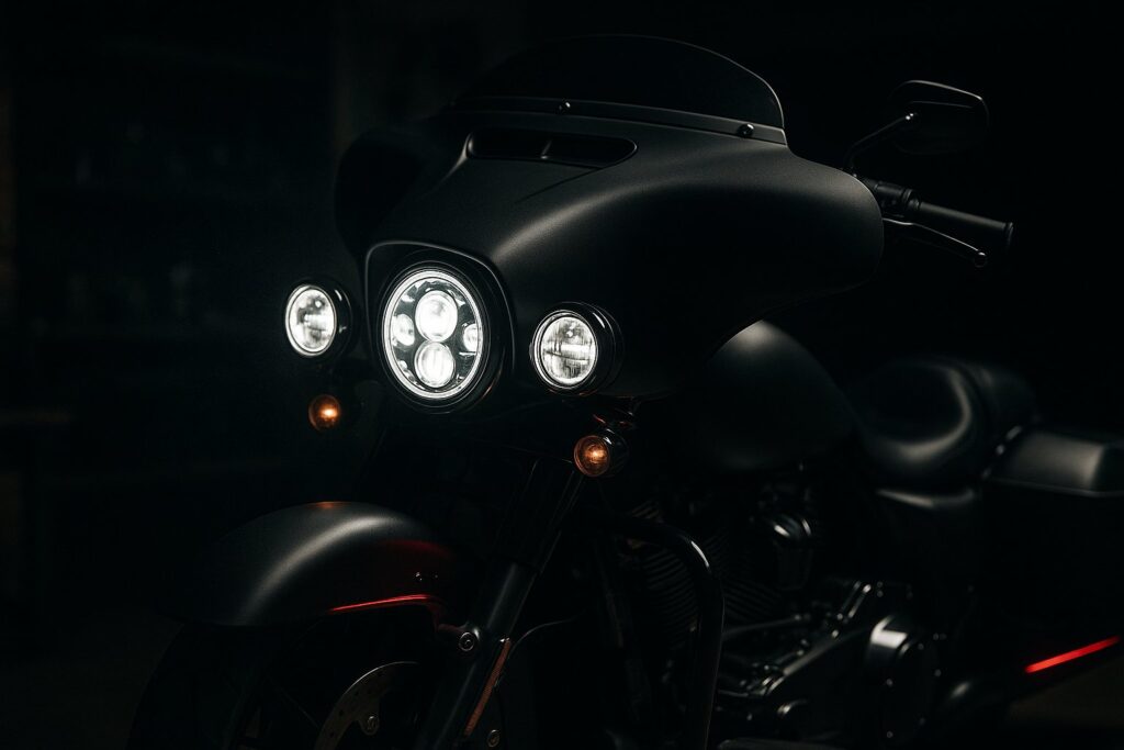 LED lighting fitted to a custom motorcycle